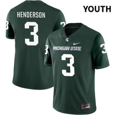 Youth Michigan State Spartans NCAA #3 Xavier Henderson Green NIL 2022 Authentic Nike Stitched College Football Jersey BB32G81VD